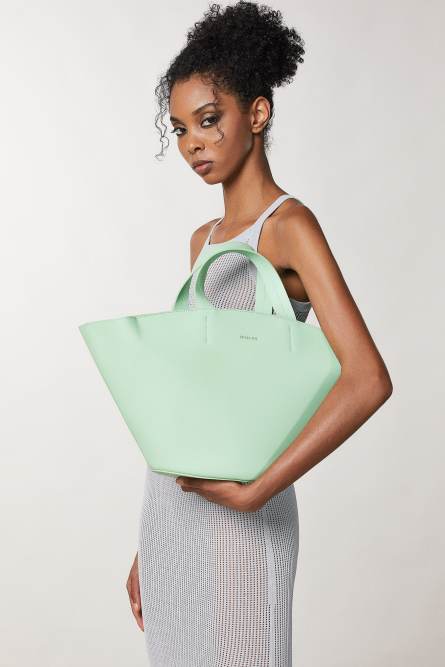 Shopping bag in pelle, Verde, Patrizia Pepe